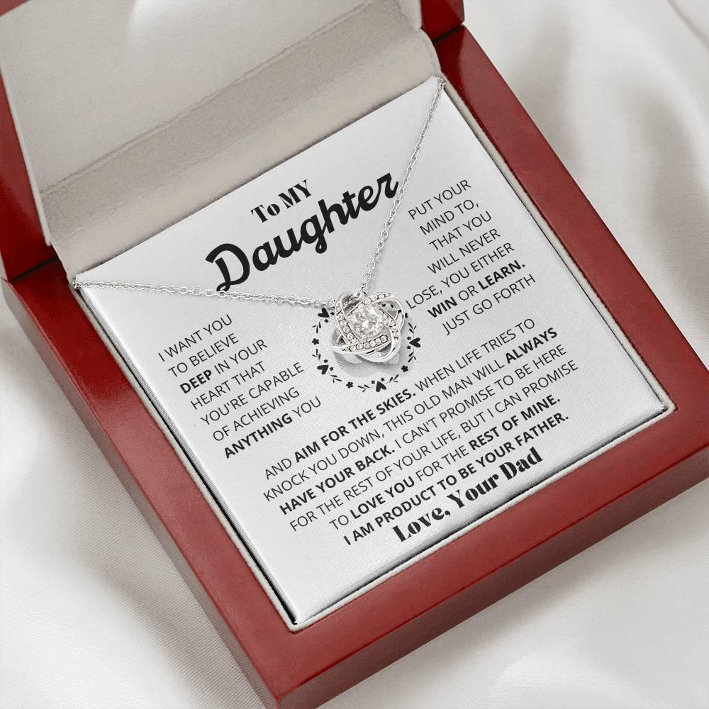 Daughter - Proud - Love Knot Necklace - Charming Family Gift