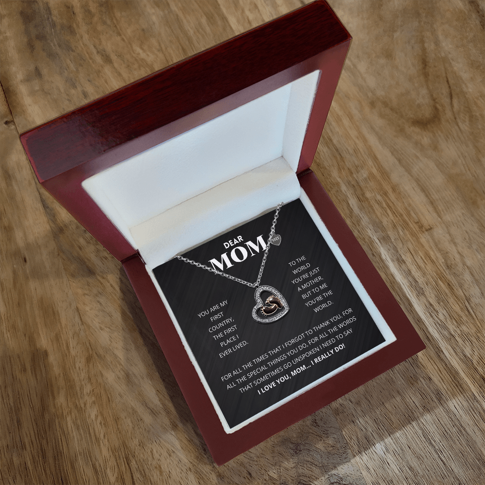 Dear Mom - Baby Feet Heart Necklace Gift Set