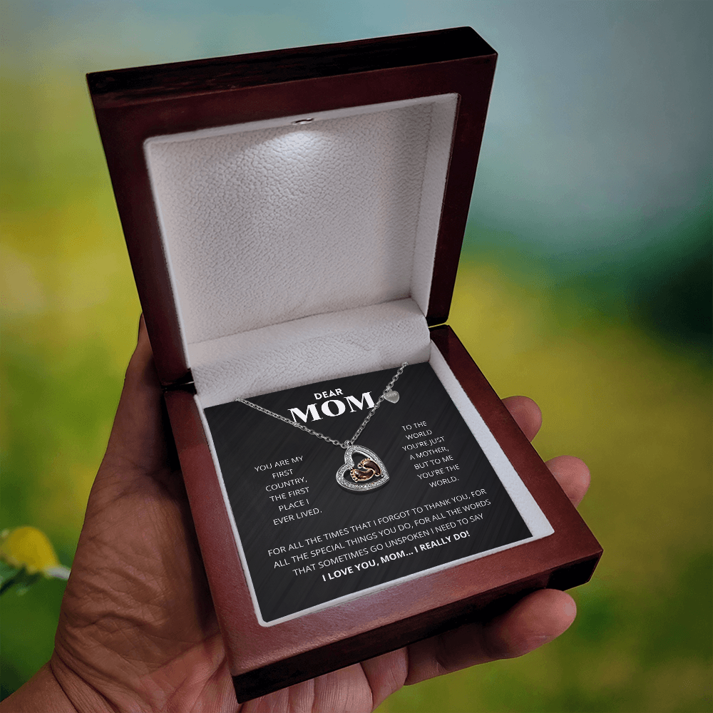 Dear Mom - Baby Feet Heart Necklace Gift Set