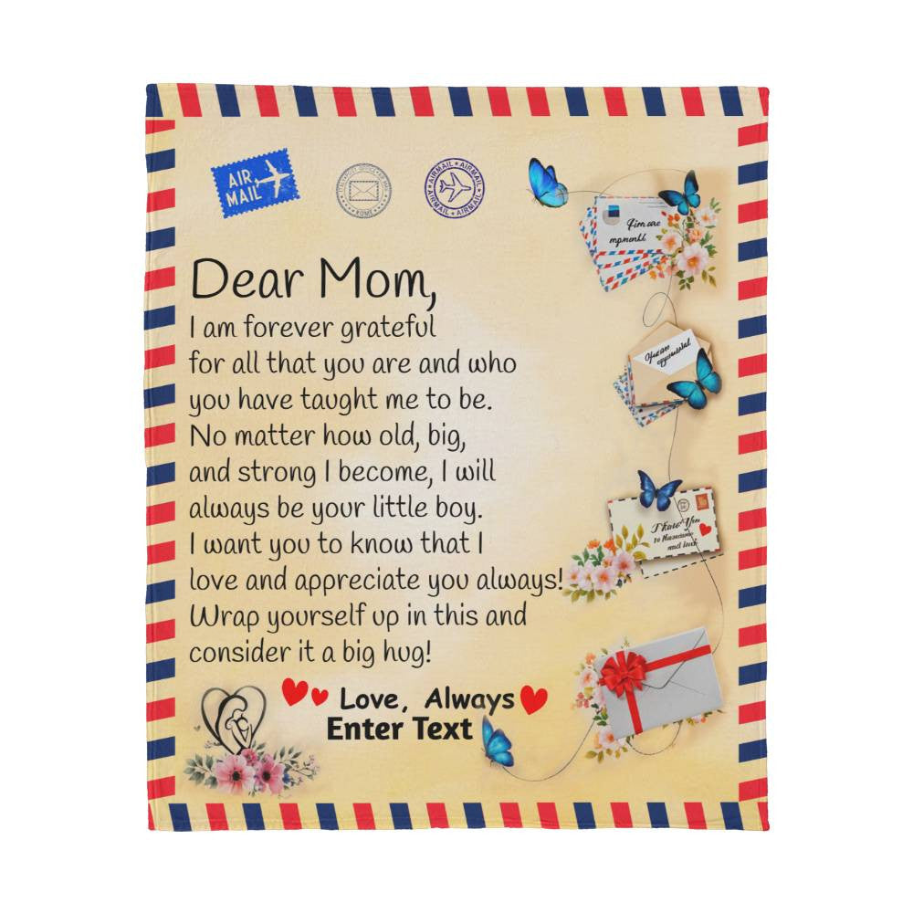 Dear Mom - From Son - Personalized Jersey Fleece Blanket 50" x 60"