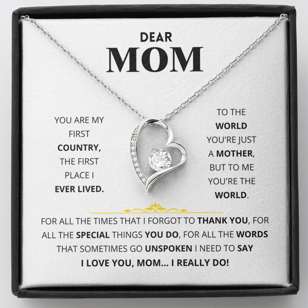 Dear Mom - You Are My First Country - Forever Love Necklace Gift Set