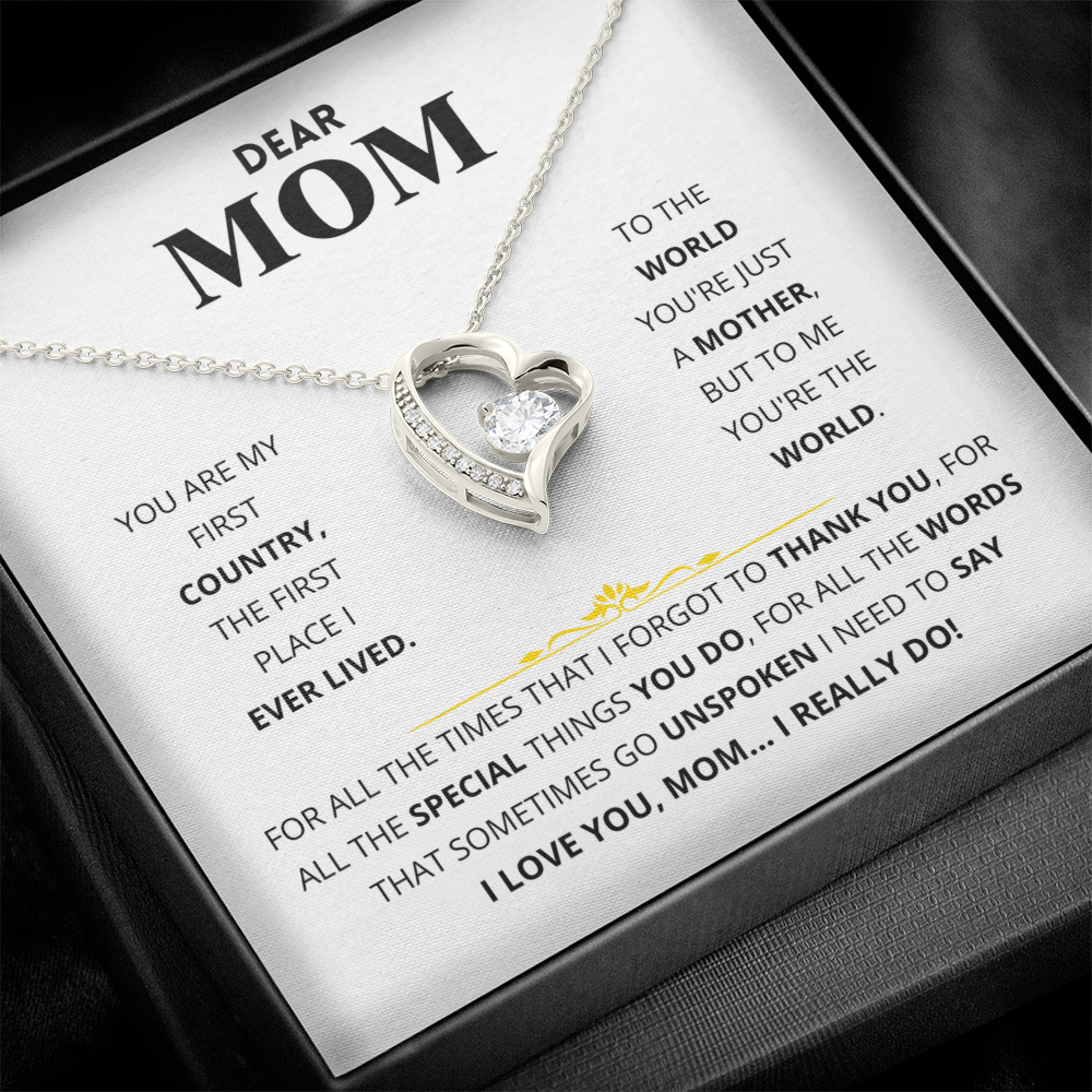 Dear Mom - You Are My First Country - Forever Love Necklace Gift Set