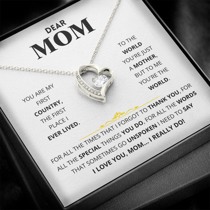 Dear Mom - You Are My First Country - Forever Love Necklace Gift Set