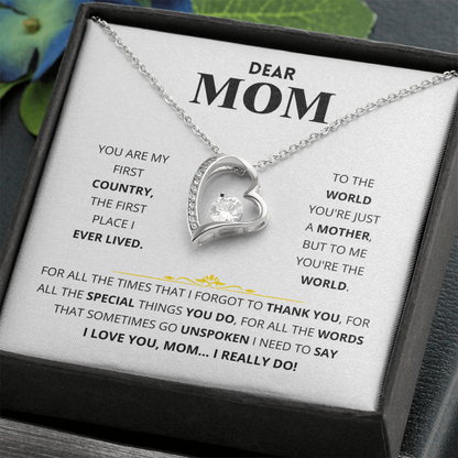 Dear Mom - You Are My First Country - Forever Love Necklace Gift Set