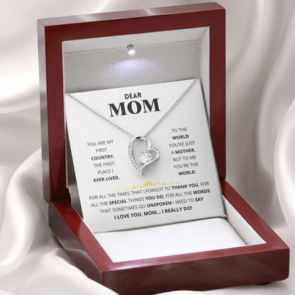 Dear Mom - You Are My First Country - Forever Love Necklace Gift Set