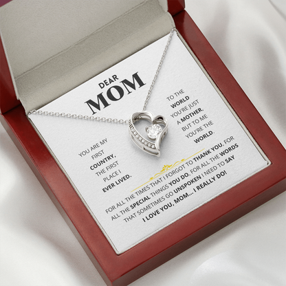 Dear Mom - You Are My First Country - Forever Love Necklace Gift Set