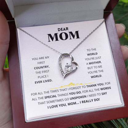 Dear Mom - You Are My First Country - Forever Love Necklace Gift Set