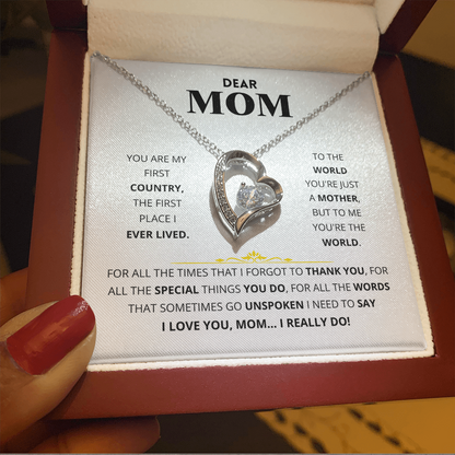 Dear Mom - You Are My First Country - Forever Love Necklace Gift Set