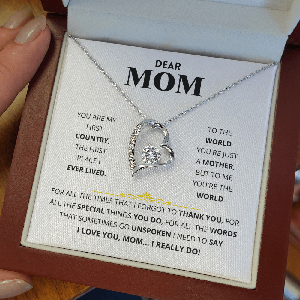 Dear Mom - You Are My First Country - Forever Love Necklace Gift Set