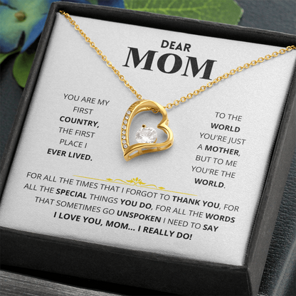 Dear Mom - You Are My First Country - Forever Love Necklace Gift Set