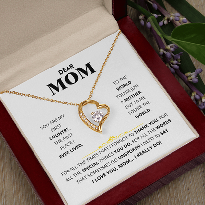 Dear Mom - You Are My First Country - Forever Love Necklace Gift Set