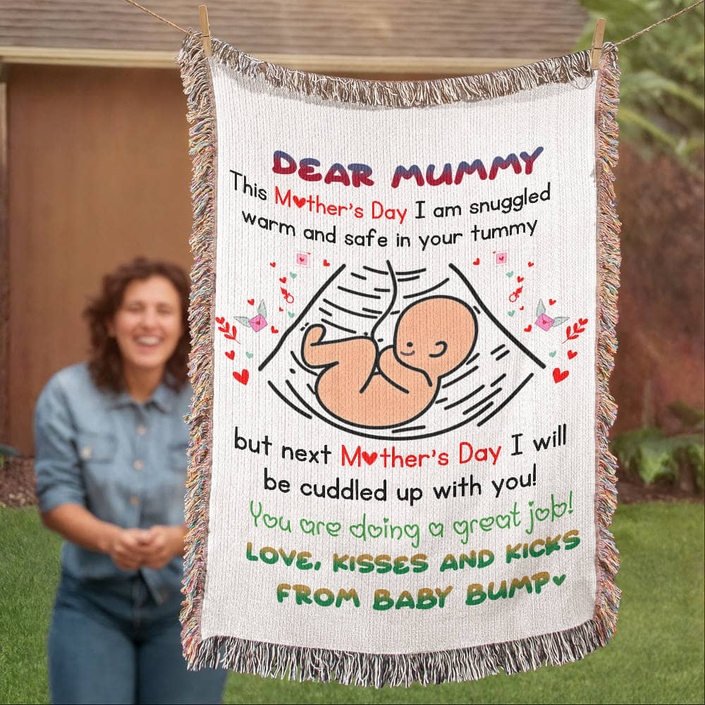 Dear Mummy - Love, Kisses and Kicks from Baby Bump - Heirloom Woven Blanket