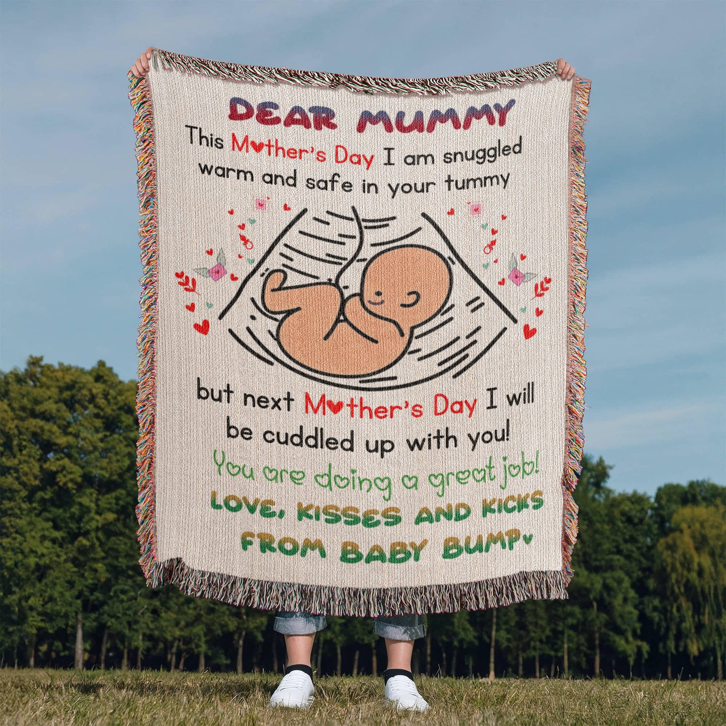 Dear Mummy - Love, Kisses and Kicks from Baby Bump - Heirloom Woven Blanket