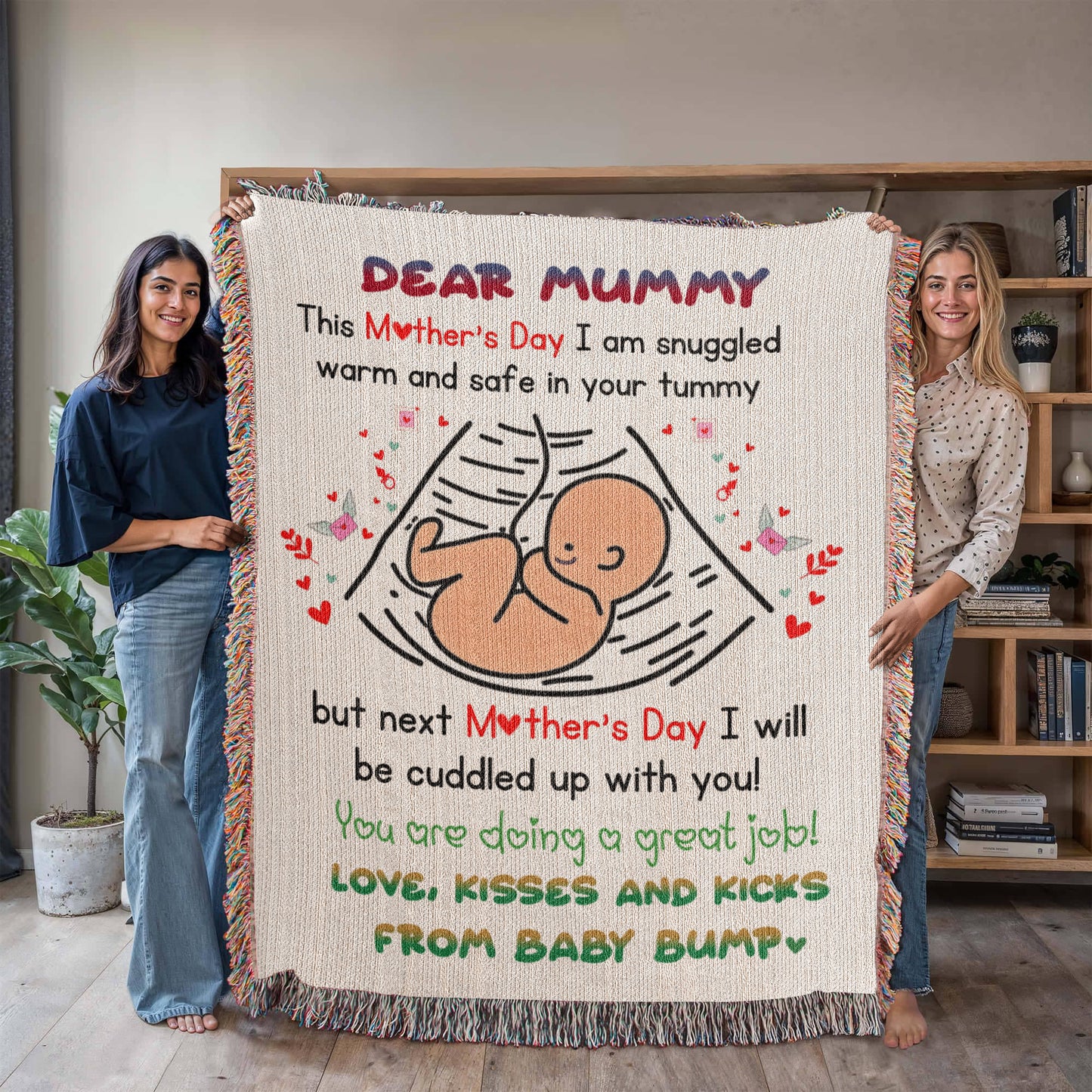 Dear Mummy - Love, Kisses and Kicks from Baby Bump - Heirloom Woven Blanket