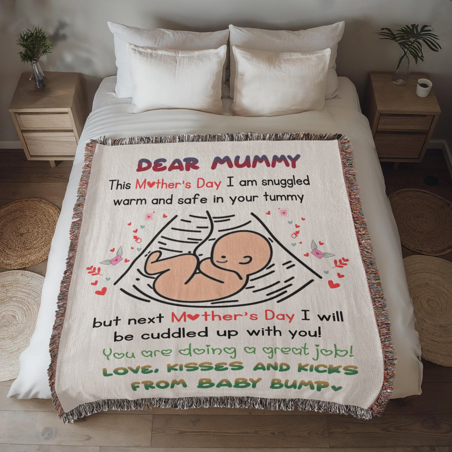 Dear Mummy - Love, Kisses and Kicks from Baby Bump - Heirloom Woven Blanket