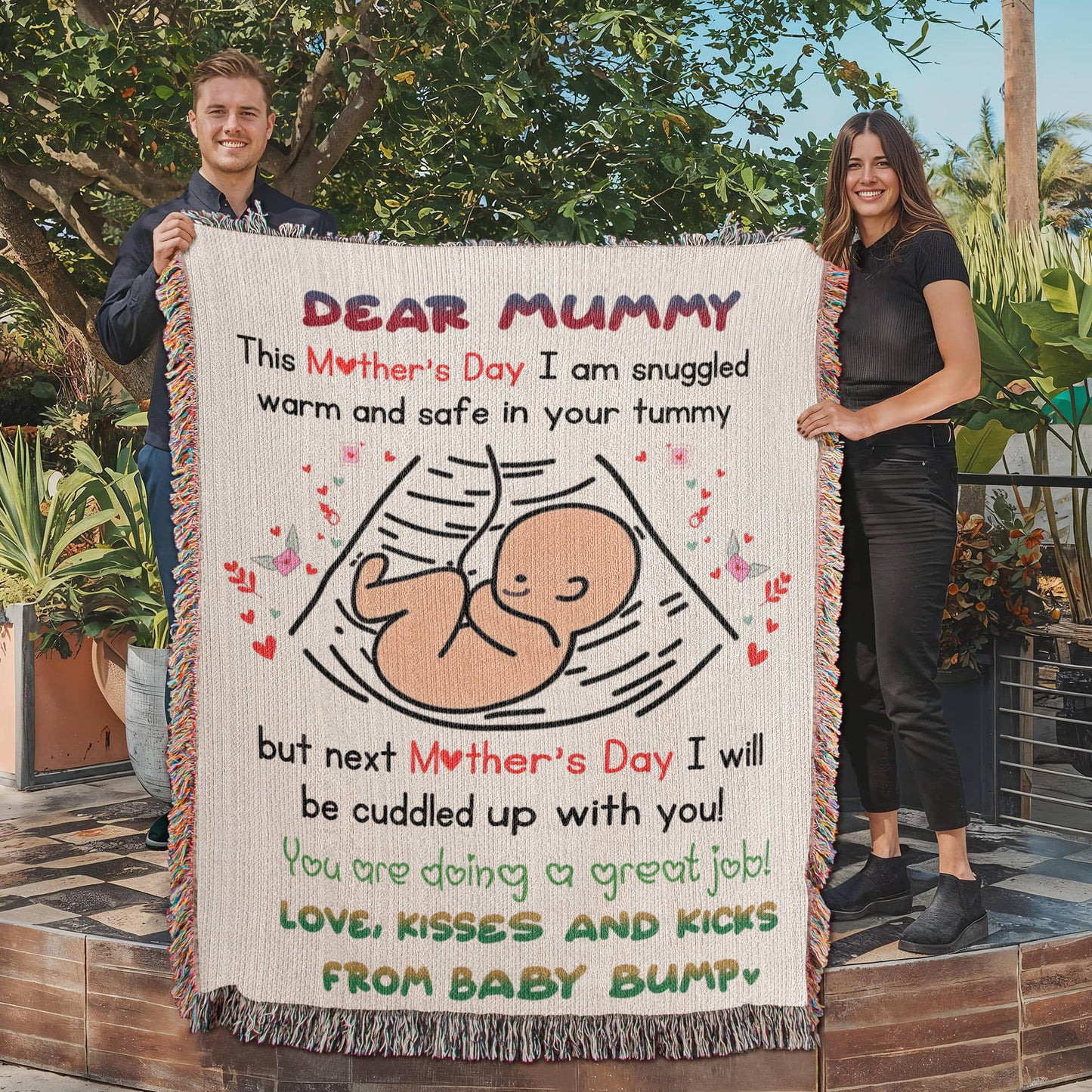 Dear Mummy - Love, Kisses and Kicks from Baby Bump - Heirloom Woven Blanket
