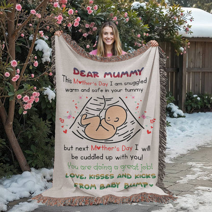 Dear Mummy - Love, Kisses and Kicks from Baby Bump - Heirloom Woven Blanket