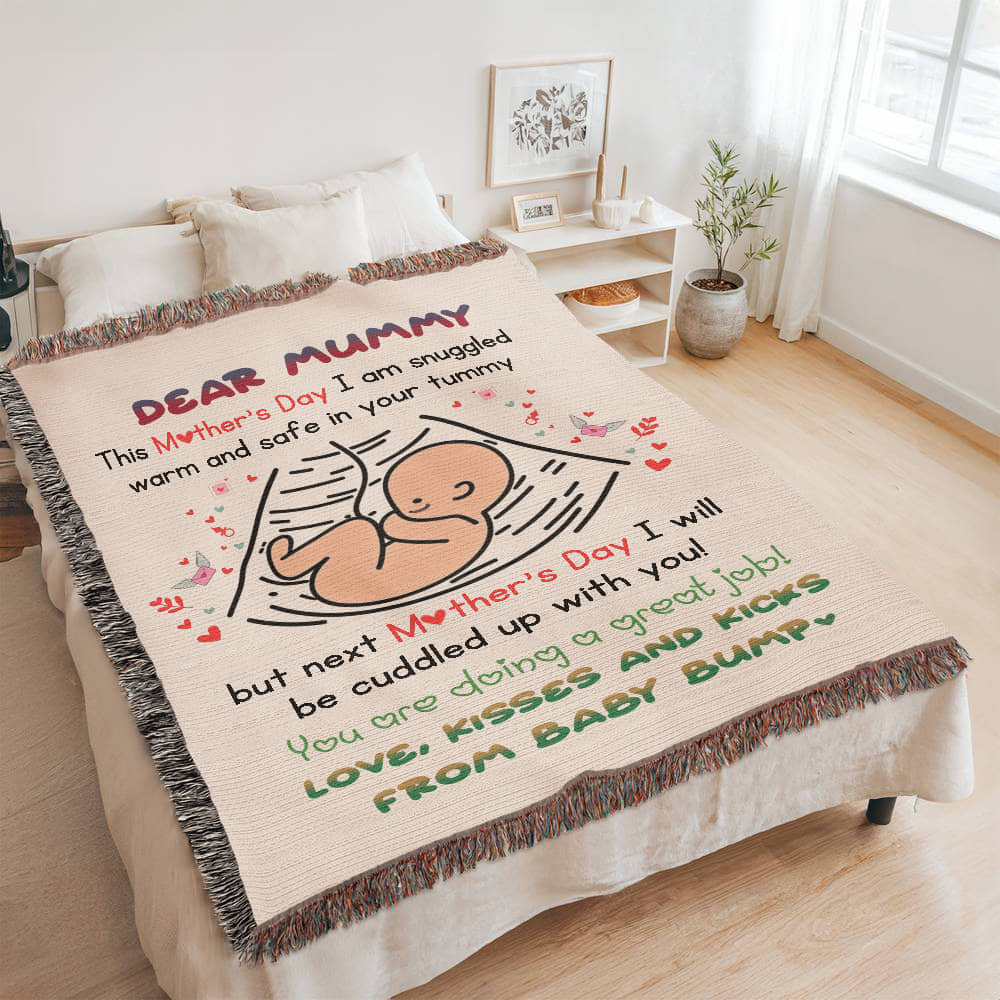 Dear Mummy - Love, Kisses and Kicks from Baby Bump - Heirloom Woven Blanket