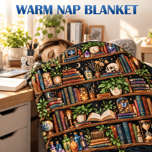 Enchanted Bookshelf Book Lover Blanket Gift– Magical Dark Academia Reading Gift – 50"×60"