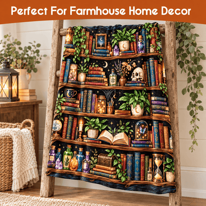 Enchanted Bookshelf Book Lover Blanket Gift– Magical Dark Academia Reading Gift – 50"×60"