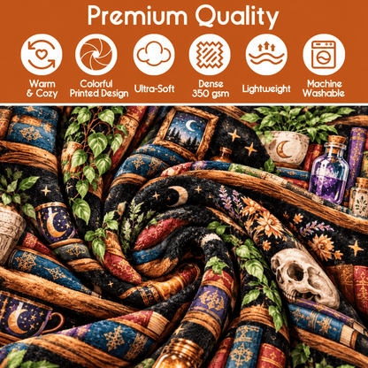 Enchanted Bookshelf Book Lover Blanket Gift– Magical Dark Academia Reading Gift – 50"×60"