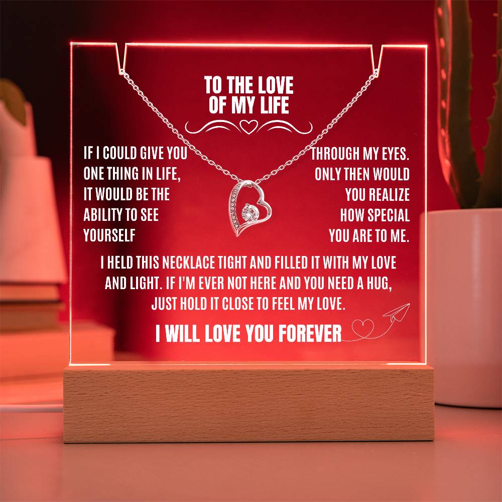 Eternal Love and Light: Acrylic Plaque with Forever Love Necklace