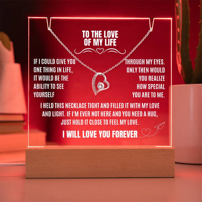 Eternal Love and Light: Acrylic Plaque with Forever Love Necklace
