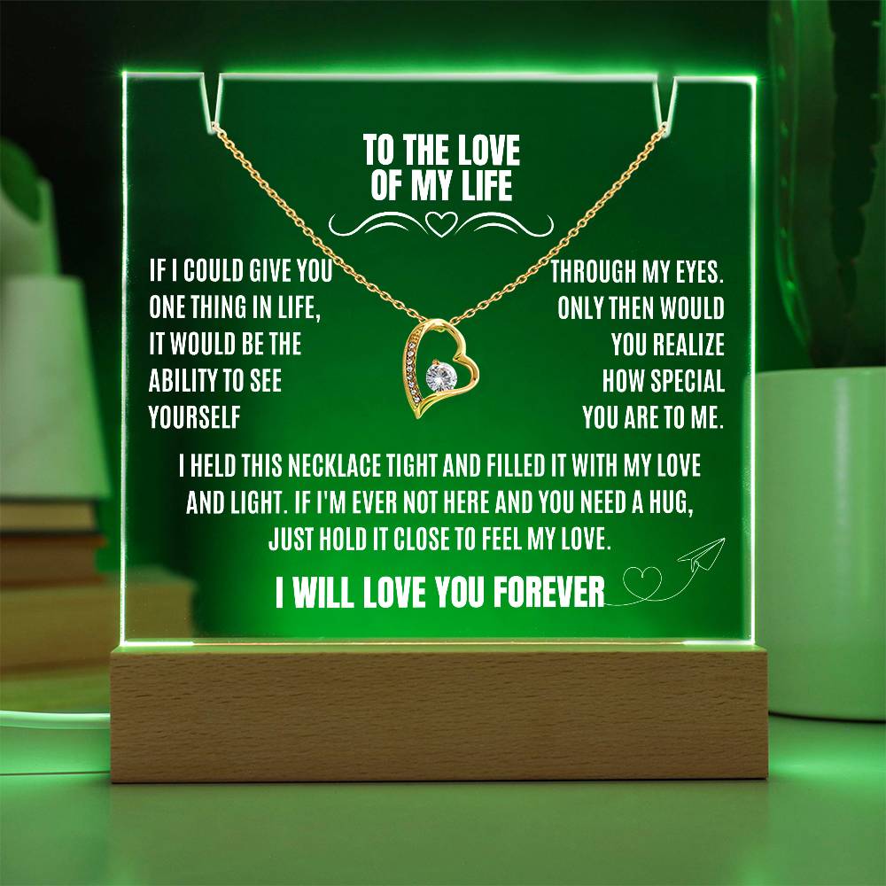 Eternal Love and Light: Acrylic Plaque with Forever Love Necklace