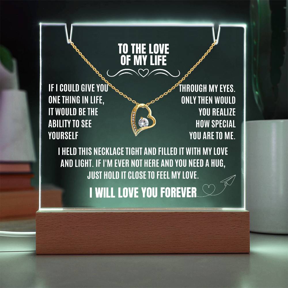 Eternal Love and Light: Acrylic Plaque with Forever Love Necklace