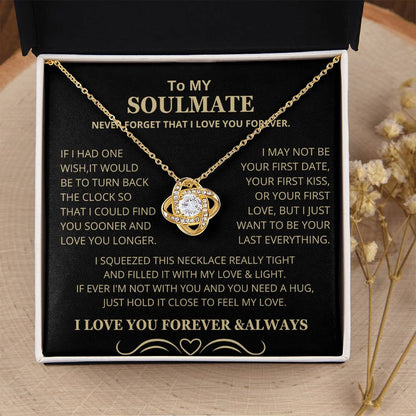Gift for Soulmate "If I Had One Wish" Gold Knot Necklace