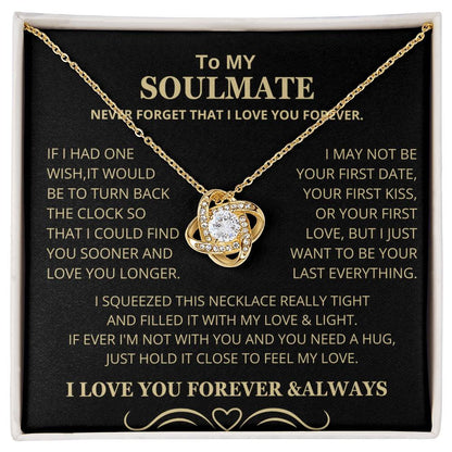 Gift for Soulmate "If I Had One Wish" Gold Knot Necklace