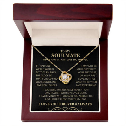Gift for Soulmate "If I Had One Wish" Gold Knot Necklace