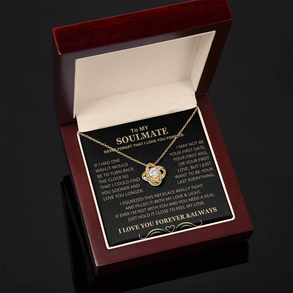 Gift for Soulmate "If I Had One Wish" Gold Knot Necklace