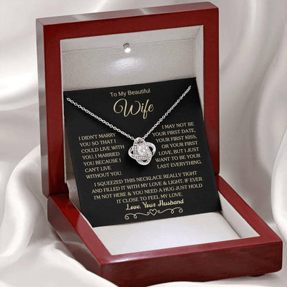 Gift for Wife "I Can't Live Without You" Gold Knot Necklace - Charming Family Gift