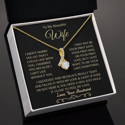 Gift for Wife "I Can't Live Without You" Gold Necklace - Charming Family Gift