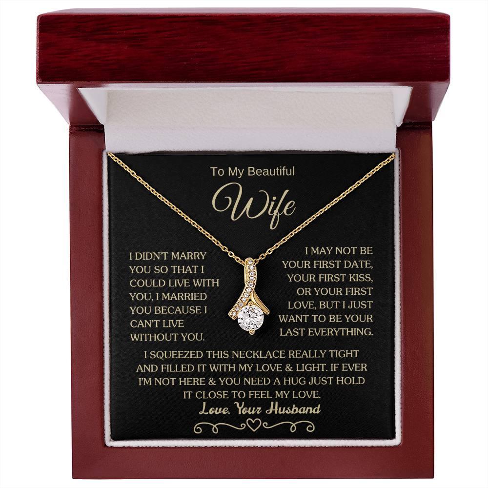 Gift for Wife "I Can't Live Without You" Gold Necklace - Charming Family Gift