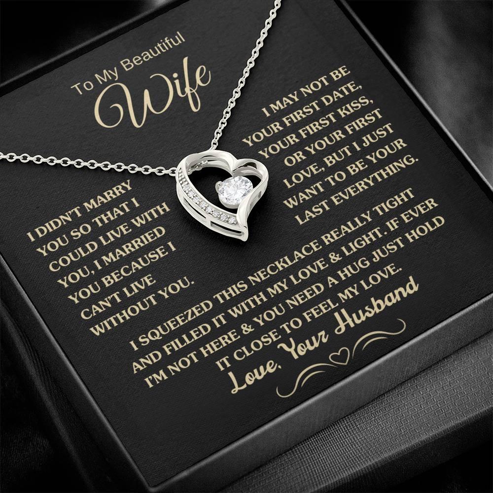 Gift for Wife "I Can't Live Without You" Gold Necklace - Charming Family Gift
