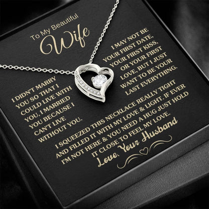 Gift for Wife "I Can't Live Without You" Gold Necklace - Charming Family Gift