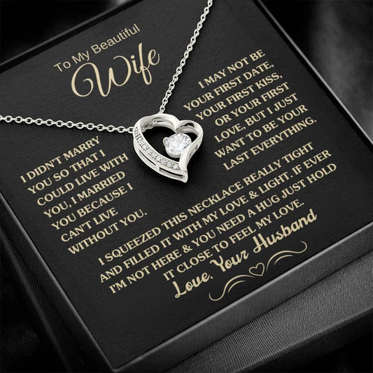 Gift for Wife "I Can't Live Without You" Gold Necklace - Charming Family Gift