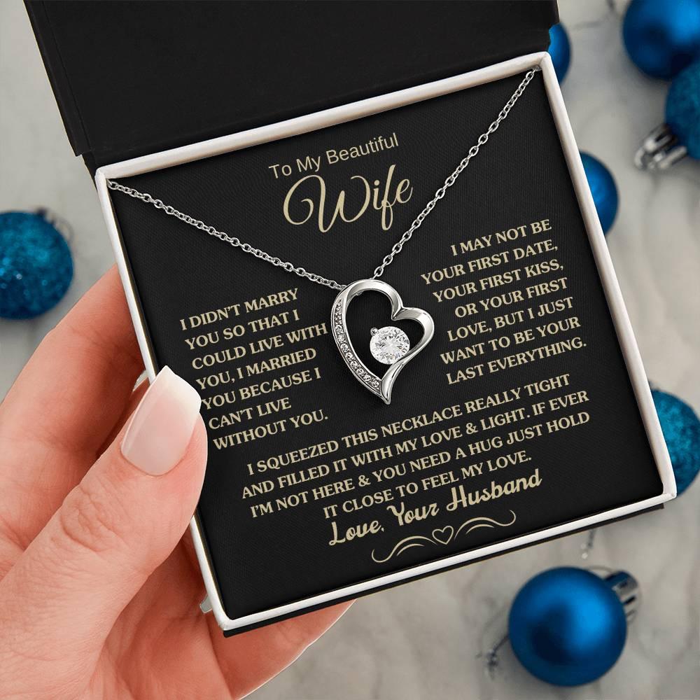 Gift for Wife "I Can't Live Without You" Gold Necklace - Charming Family Gift