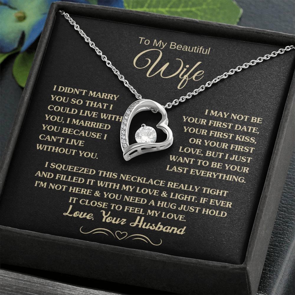 Gift for Wife "I Can't Live Without You" Gold Necklace - Charming Family Gift