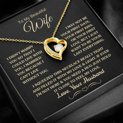 Gift for Wife "I Can't Live Without You" Gold Necklace - Charming Family Gift