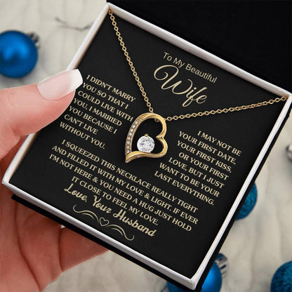Gift for Wife "I Can't Live Without You" Gold Necklace - Charming Family Gift