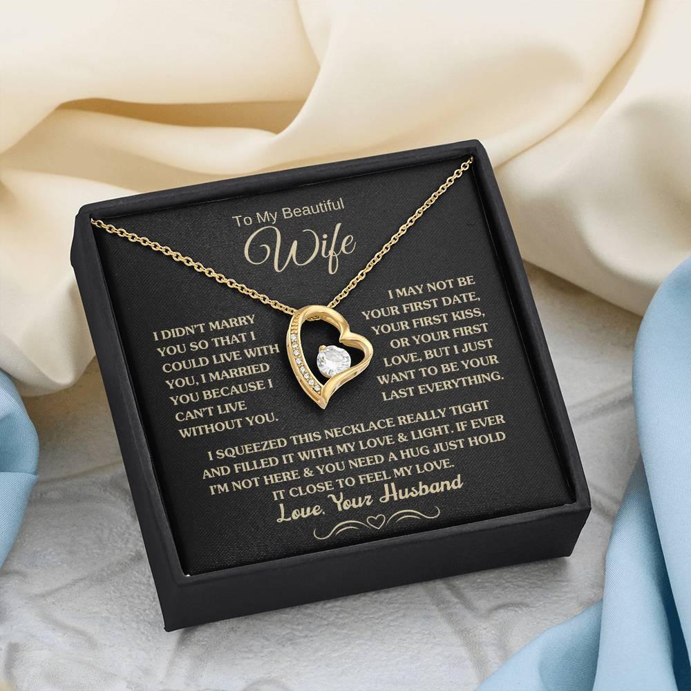 Gift for Wife "I Can't Live Without You" Gold Necklace - Charming Family Gift