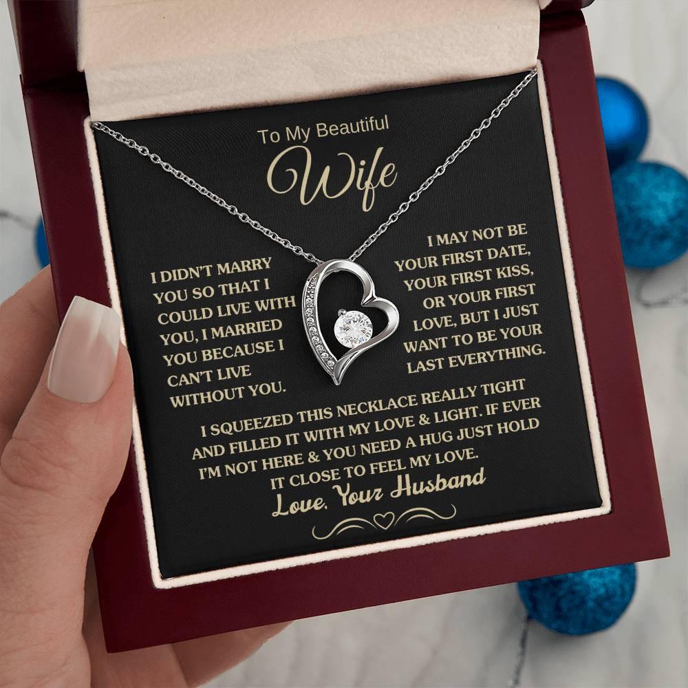Gift for Wife "I Can't Live Without You" Gold Necklace - Charming Family Gift
