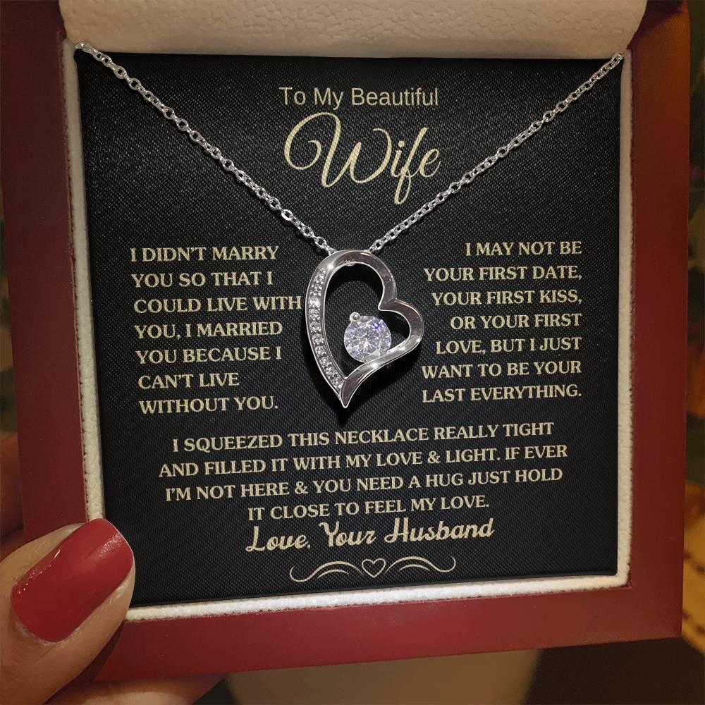 Gift for Wife "I Can't Live Without You" Gold Necklace - Charming Family Gift