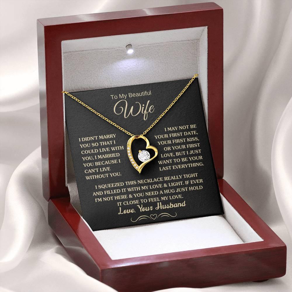 Gift for Wife "I Can't Live Without You" Gold Necklace - Charming Family Gift