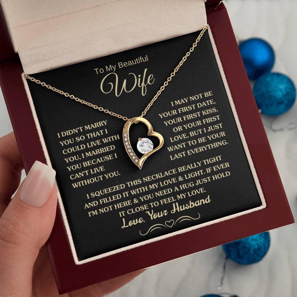 Gift for Wife "I Can't Live Without You" Gold Necklace - Charming Family Gift