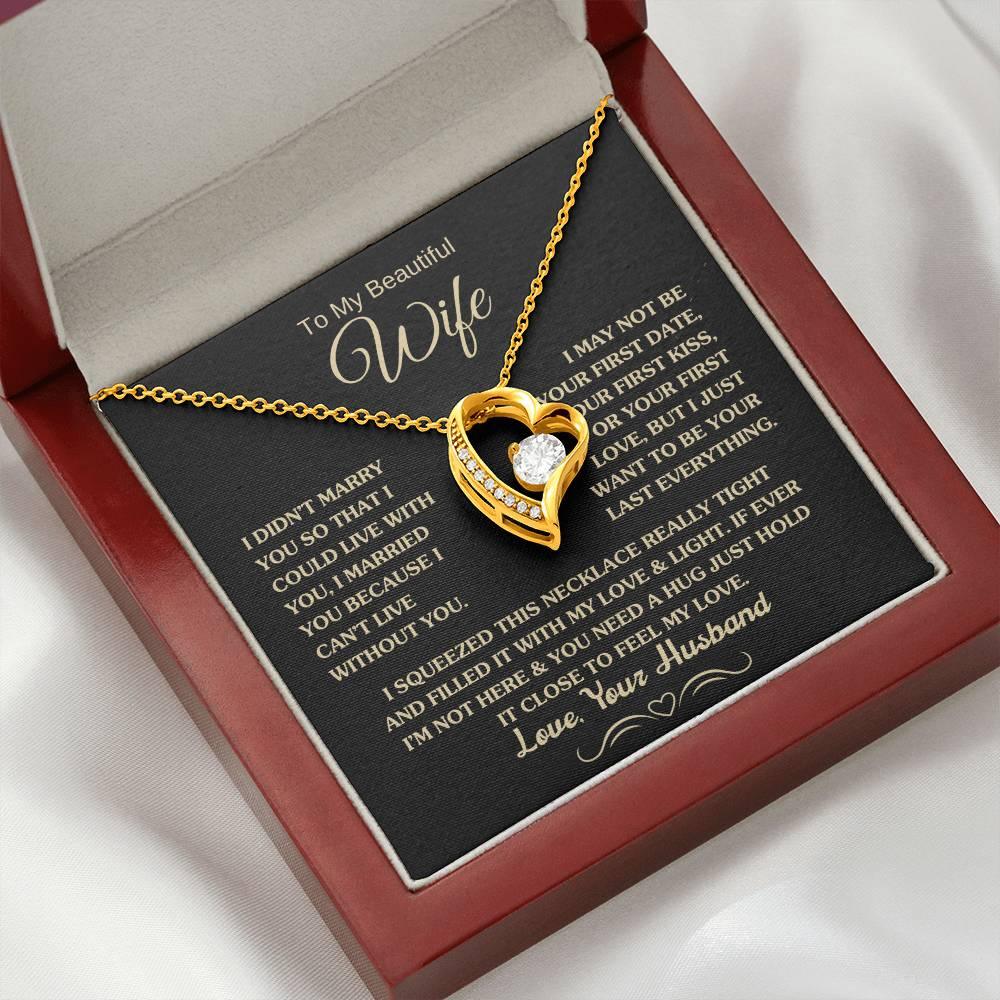 Gift for Wife "I Can't Live Without You" Gold Necklace - Charming Family Gift