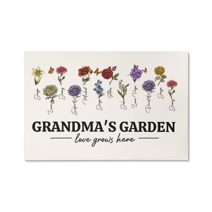 Grandma‘s/MOM Garden Love Grows Here Birth Month Flower Gift For Grandma/Mom Personalized Canvas Print